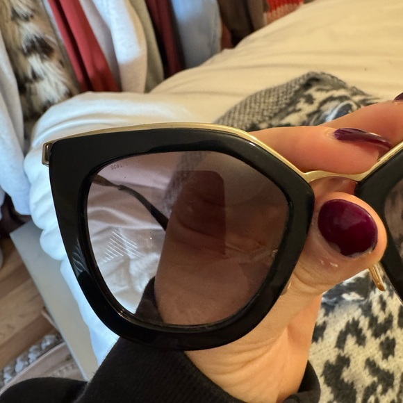Prada Black and Gold Women's Sunglasses - Picture 7 of 9